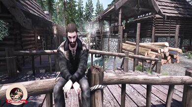 Skyrim Lydia takes Camilla Valerius while werewolf Sven Faendal watch