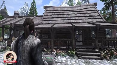 Skyrim Lydia takes Camilla Valerius while werewolf Sven Faendal watch