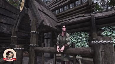 Skyrim Lydia takes Camilla Valerius while werewolf Sven Faendal watch