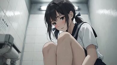 Schoolgirl squats in toilet puddle gushing big juicy butt porn