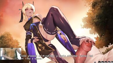 Demonic kunoichi feetjob ruins old man with big dick and creampie