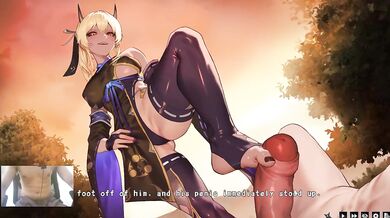 Demonic kunoichi feetjob ruins old man with big dick and creampie