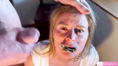 Twenty dollar bills stuffed in pussy facial cumshot deep throat blowjob