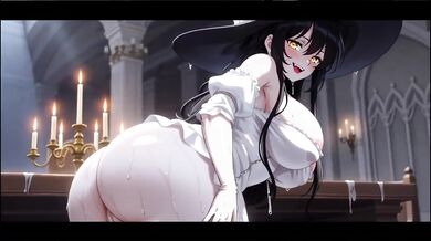 Oiled curvy goddess wrecks ancient castle in sloppy solo pose
