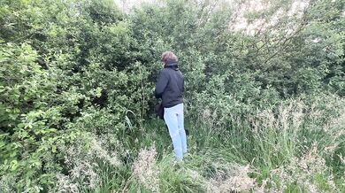 Stranger fucked raw in the woods her cum dripping down her thighs