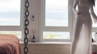 Goddess cleaning lady gets worshipped in see through dress