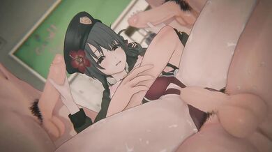 GFL2 Lewis gets Sandwiched by Heavy Gunner Step Sis Creampie