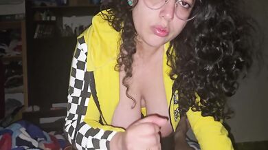 Sucked raw in the cold POV cum hungry Latina takes every drop