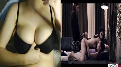 Futa Gangbang Ends in Her Face Full of Cum