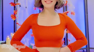 Velma’s cosplay cocksleeve ruined by her own corked climax