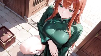 Emerald Qipao Slut is Destroyed by Desperate Kneeling in the Eastern Courtyard