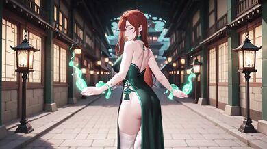 Emerald Qipao Slut is Destroyed by Desperate Kneeling in the Eastern Courtyard