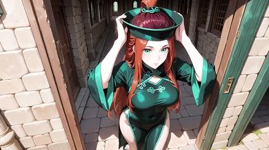 Emerald Qipao Slut is Destroyed by Desperate Kneeling in the Eastern Courtyard