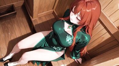 Emerald Qipao Slut is Destroyed by Desperate Kneeling in the Eastern Courtyard