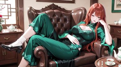 Emerald Qipao Slut is Destroyed by Desperate Kneeling in the Eastern Courtyard
