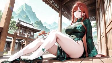 Emerald Qipao Slut is Destroyed by Desperate Kneeling in the Eastern Courtyard