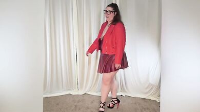 Tall BBW leather try on haul thick curvy milf strips for you