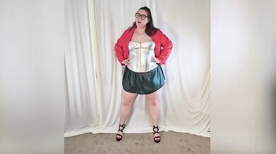 Tall BBW leather try on haul thick curvy milf strips for you