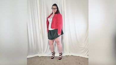 Tall BBW leather try on haul thick curvy milf strips for you