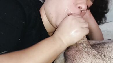 Insane Latina deep throat blowjob with sloppy wet gagging and cumshot