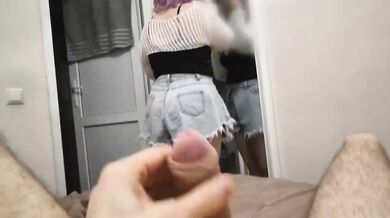 My Stepsister Couldn't Leave After Makeup She Gave Me a Sloppy Blowjob and Took My Cock Deep