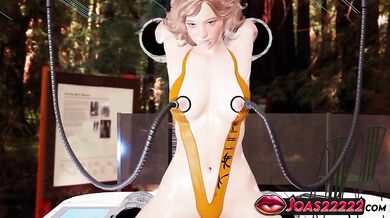 Moira’s 3D Hentai DP Fuck Machine Chokes Her Big Tits Squirt Mess