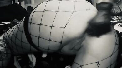 Tight ass stuffed raw with latex gloves and anal plugs choked full