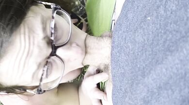 Almost caught right off trail milf pussy dripping creampie blowjob POV