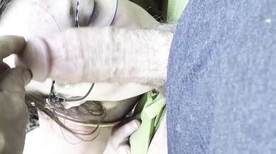 Almost caught right off trail milf pussy dripping creampie blowjob POV