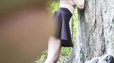 Almost caught right off trail milf pussy dripping creampie blowjob POV