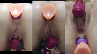 Trembling Wet Pussy Impaled On A Vibrating Butt Plug