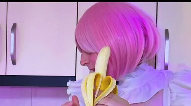Cosplay Maid Serves Fruits Cream Hands Knees Screams