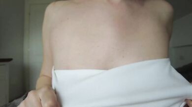 My first orgasm from boobs play when I caress my nipples and cum