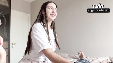 Step Sis Catches Him Jerking Off from Behind Her Big Ass Fills with Cum