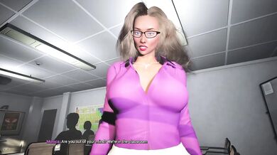 Teacher's slutty secret big tits pussy exposed in class POV