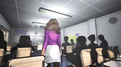 Teacher's slutty secret big tits pussy exposed in class POV