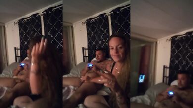 Girl jerks him off while he plays games then rides his cock hard