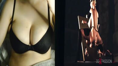 Anal slut big tits cuffed girl gets destroyed by huge shemale Futa