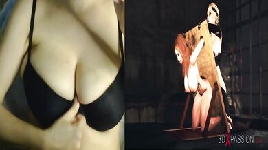 Anal slut big tits cuffed girl gets destroyed by huge shemale Futa