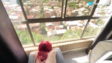 POV Big Ass Colombian Fucks Huge Cock at Window