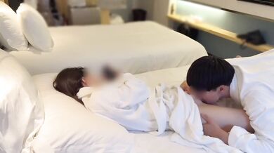 Jap amateur couple fucked raw in thin-walled Hokkaido hotel creampie blowjob POV
