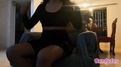 Lipstick on thick lips feels like blowjob energy latina in miniskirt fucking fabric