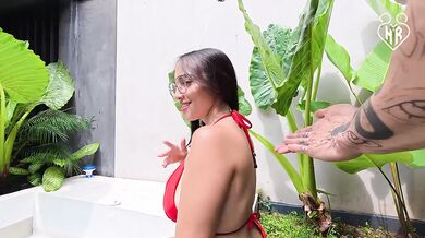 Hilary Rhodes gets fucked raw by the pool cleaner while her husband watches