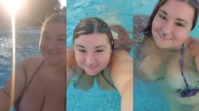 Come swimming with my chubby exhibitionist stepmom in her sexy bikini