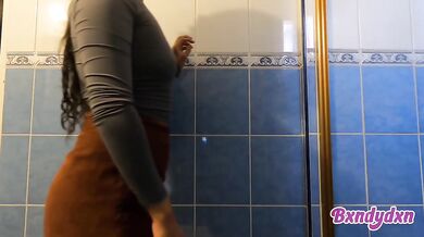 Latina solo shower indulgence big ass dripping wet provocation