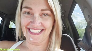 Wife dogging in public park gets stranger facial cumshot FaceFucking