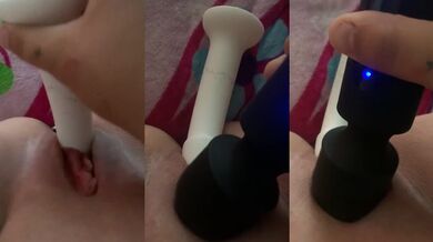Double penetration toy fucking while masturbating pussy pulsing hard