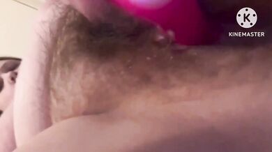Bunny's soaked pussy fingers itself with big natural tits