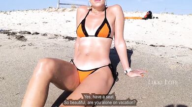 Hot MILF picked up on beach while hubby's away getting raw doggy roasted in swimsuit