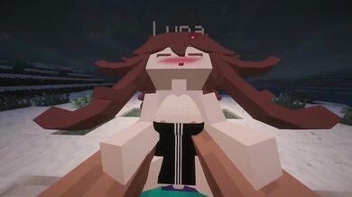 Crazy nymphomaniac Jenny gets destroyed in Minecraft snow creampie POV